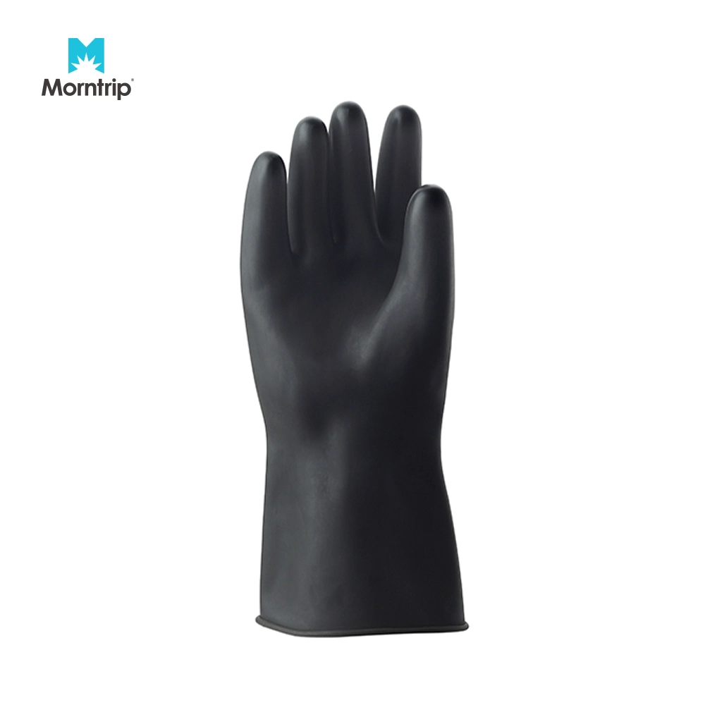 High Quality En388 Black Long Protective Heavy Duty Waterproof Industrial Safety Wholesale Heat Chemical Resistant Mechanic Natural Rubber Hand Gloves