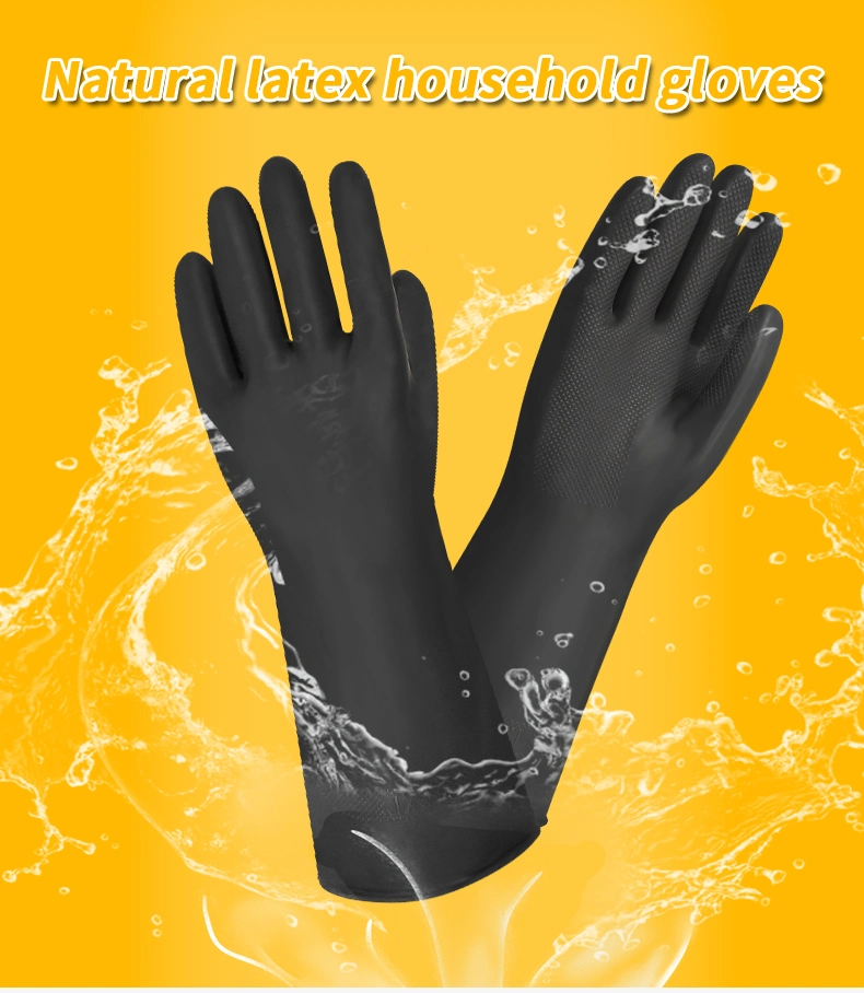 Diamond Texture Latex Black Gloves with Vein Waterproof Chemical Resistance Rubber Industrial Safety Gloves Guantes