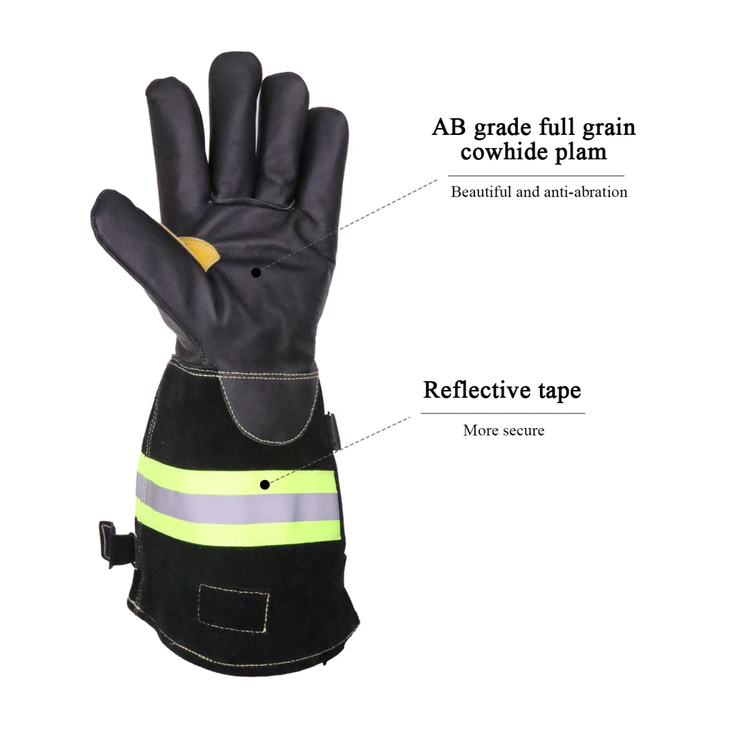 Pri Full Grain Cowhide Leather Work Gloves Construction Site Gloves Turnout Gear Firefighter Glove