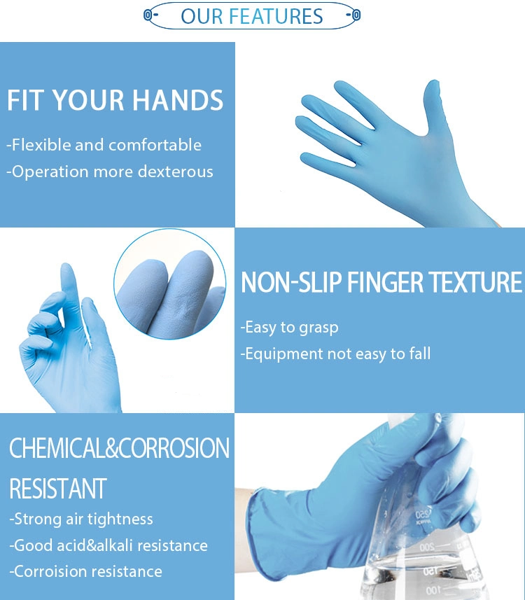 Manufacturers Anti-Static Slip 100/Box Powder Free Medical Disposable Examination Nitrile Gloves FDA/CE