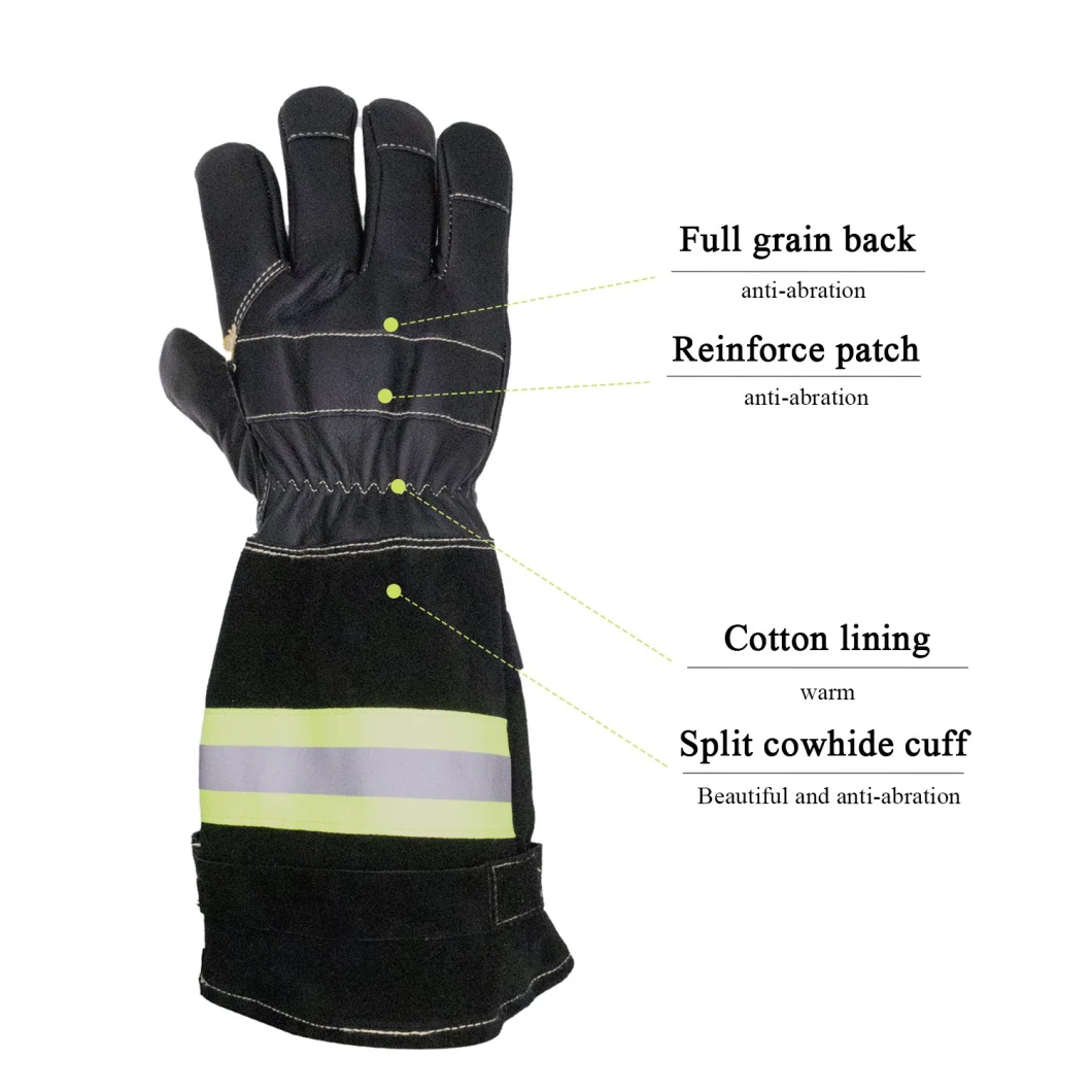 Pri Full Grain Cowhide Leather Work Gloves Construction Site Gloves Turnout Gear Firefighter Glove