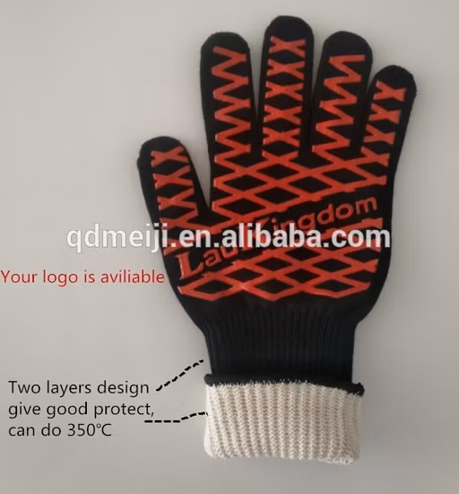 Gant de sécurité pour barbecue résistant à la chaleur naturelle de 33 cm, gants de pompier